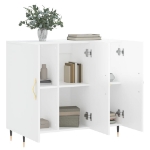 Credenza Bianco Lucido 90x34x80 cm in Legno Multistrato