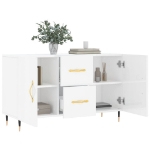 Credenza Bianco Lucido 100x36x60 cm in Legno Multistrato