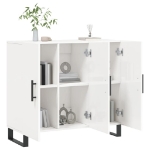 Credenza Bianco Lucido 90x34x80 cm in Legno Multistrato