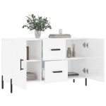 Credenza Bianco Lucido 100x36x60 cm in Legno Multistrato