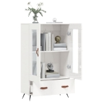 Credenza Bianco Lucido 69,5x31x115 cm in Legno Multistrato