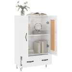 Credenza Bianco Lucido 69,5x31x115 cm in Legno Multistrato