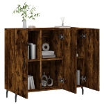 Credenza Rovere Fumo 90x34x80 cm in Legno Multistrato