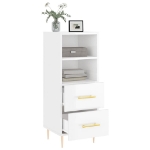 Credenza Bianco Lucido 34,5x34x90 cm in Legno Multistrato