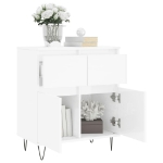 Credenza Bianco Lucido 60x35x70 cm in Legno Multistrato