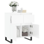 Credenza Bianco Lucido 60x35x70 cm in Legno Multistrato