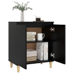 Credenza con Gambe Legno Massello Nera 60x35x70 cm Multistrato