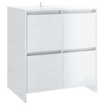 Credenze 2 pz Bianco Lucido 70x41x75 cm in Truciolato