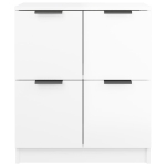 Credenze 2 pz Bianco Lucido 60x30x70 cm in Legno Multistrato