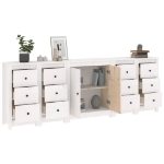 Credenza Bianca 230x35x80 cm in Legno Massello di Pino