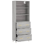 Credenza Grigio Sonoma 69,5x34x180 cm in Legno Multistrato