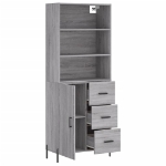 Credenza Grigio Sonoma 69,5x34x180 cm in Legno Multistrato