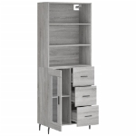 Credenza Grigio Sonoma 69,5x34x180 cm in Legno Multistrato