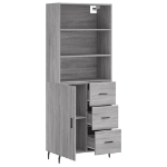 Credenza Grigio Sonoma 69,5x34x180 cm in Legno Multistrato