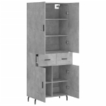 Credenza Grigio Cemento 69,5x34x180 cm in Legno Multistrato