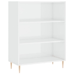 Credenza Bianco Lucido 69,5x32,5x180 cm Legno Multistrato