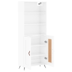 Credenza Bianco Lucido 69,5x34x180 cm in Legno Multistrato