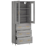 Credenza Grigio Sonoma 69,5x34x180 cm in Legno Multistrato