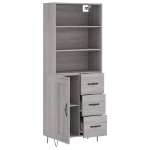 Credenza Grigio Sonoma 69,5x34x180 cm in Legno Multistrato