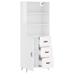 Credenza Bianco Lucido 69,5x34x180 cm in Legno Multistrato