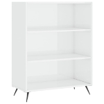 Credenza Bianco Lucido 69,5x32,5x180 cm Legno Multistrato