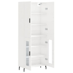 Credenza Bianco Lucido 69,5x34x180 cm in Legno Multistrato