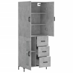 Credenza Grigio Cemento 69,5x34x180 cm in Legno Multistrato