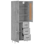 Credenza Grigio Cemento 69,5x34x180 cm in Legno Multistrato