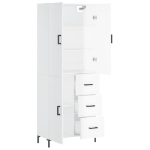 Credenza Bianco Lucido 69,5x34x180 cm in Legno Multistrato