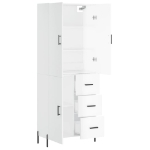 Credenza Bianco Lucido 69,5x34x180 cm in Legno Multistrato