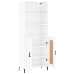 Credenza Bianco Lucido 69,5x34x180 cm in Legno Multistrato