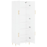 Credenza Bianco Lucido 69,5x34x180 cm in Legno Multistrato