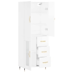 Credenza Bianco Lucido 69,5x34x180 cm in Legno Multistrato