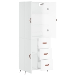 Credenza Bianco Lucido 69,5x34x180 cm in Legno Multistrato