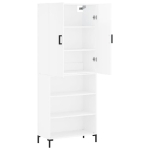 Credenza Bianco Lucido 69,5x34x180 cm in Legno Multistrato