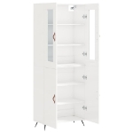 Credenza Bianco Lucido 69,5x34x180 cm in Legno Multistrato