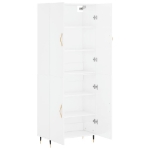 Credenza Bianco Lucido 69,5x34x180 cm in Legno Multistrato