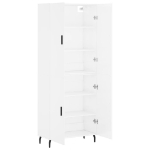 Credenza Bianco Lucido 69,5x34x180 cm in Legno Multistrato