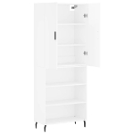 Credenza Bianco Lucido 69,5x34x180 cm in Legno Multistrato