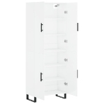 Credenza Bianco Lucido 69,5x34x180 cm in Legno Multistrato