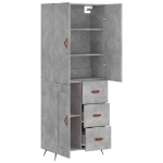 Credenza Grigio Cemento 69,5x34x180 cm in Legno Multistrato