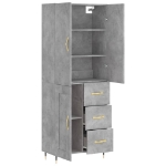 Credenza Grigio Cemento 69,5x34x180 cm in Legno Multistrato