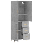 Credenza Grigio Cemento 69,5x34x180 cm in Legno Multistrato