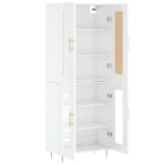 Credenza Bianco Lucido 69,5x34x180 cm in Legno Multistrato