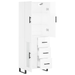 Credenza Bianco Lucido 69,5x34x180 cm in Legno Multistrato