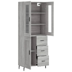 Credenza Grigio Sonoma 69,5x34x180 cm in Legno Multistrato