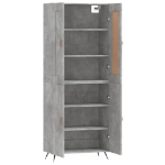 Credenza Grigio Cemento 69,5x34x180 cm in Legno Multistrato