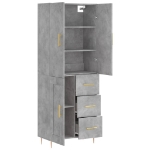 Credenza Grigio Cemento 69,5x34x180 cm in Legno Multistrato