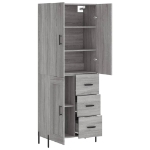 Credenza Grigio Sonoma 69,5x34x180 cm in Legno Multistrato