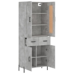 Credenza Grigio Cemento 69,5x34x180 cm in Legno Multistrato